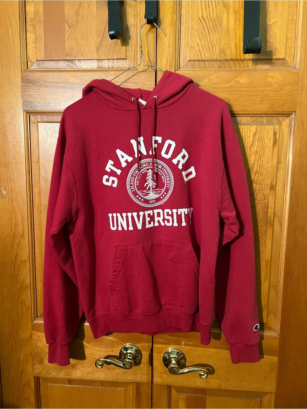 Champion Red Crewneck Sweatshirt with White Logo
